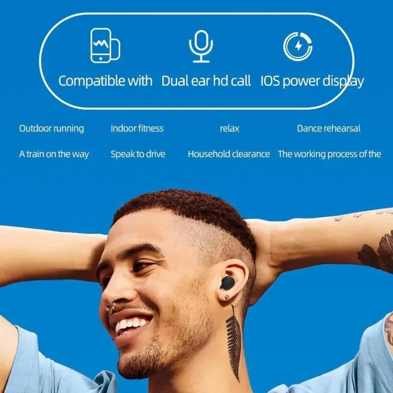 for Huawei Xiaomi Redmi TWS A6S Wireless Bluetooth Headset Earbuds Noice Cancelling Earphone Bluetooth Headphones with Mic